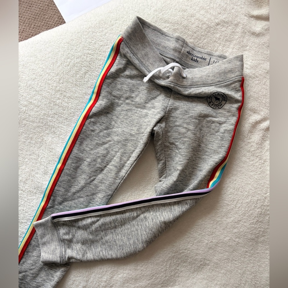 Abercrombie Kids Gray Sweatpants with Colorful Side Stripes
